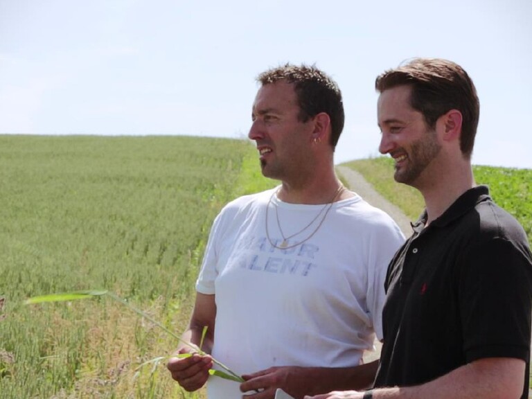 AgriCircle CEO Peter Fröhlich (right) : “...how can we create agricultural change without being bound by conventional ‘common sense’? Mr. Frehlich's focus was on the cross-fertilization of space technology and local data. ...” text from an article by Maya Nakata/HuffPost Japan. Photo by AgriCircle